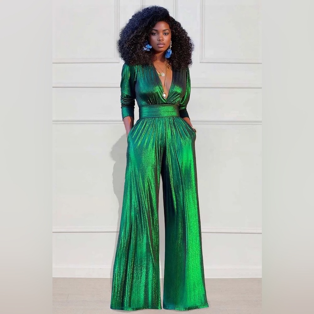 NWT Loragal Shimmer Jumpsuit, Green, Size 2XL